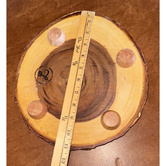 Rustic Wooden Leaf Engraved Decor Platter - Picture 5 of 7